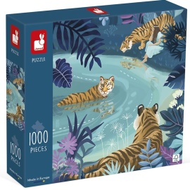 Janod Art puzzle Tigre pri splne mesiaca 1000 ks