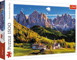 Trefl Puzzle 1500 - Údolie Val di Funes, Dolomity, Taliansko