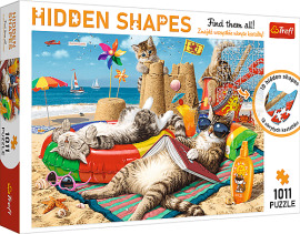 Trefl Puzzle 1000 Hidden Shapes - Mačky na pláži