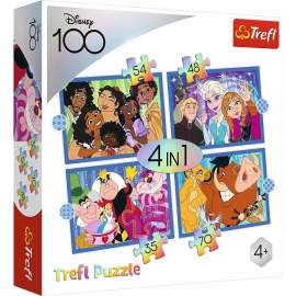 Trefl Puzzle 4v1 - Šťastný svet Disney / Disney 100