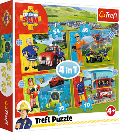 Trefl Puzzle 4v1 - Odvážny Požiarnik Sam