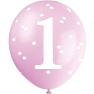Unique Balóniky 1. Narodeniny dievča - 5 ks - 30 cm - ružové - cena, porovnanie