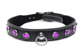 Master Series Royal Vixen Leather Collar with Rhinestones