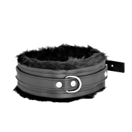 Kiotos Fluffy Inside Black Leather Collar - cena, porovnanie