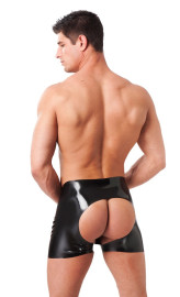 Rimba Latex Play Men's Shorts with Open Backside