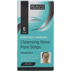 Beauty Formulas Čistiace pásky na nos s aktívnym uhlím 6ks