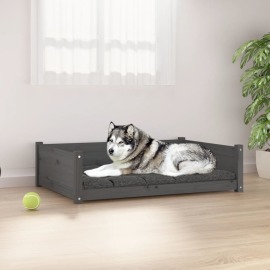 vidaXL Psia posteľ sivá 105,5x75,5x28 cm borovicový masív