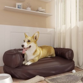 vidaXL Ergonomický penový matrac pre psa hnedý 88x65 cm umelá koža