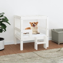 vidaXL Posteľ pre psa biela 55,5x53,5x60 cm borovicový masív