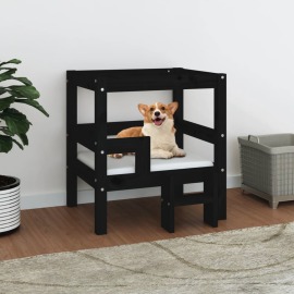 vidaXL Posteľ pre psa čierna 55,5x53,5x60 cm borovicový masív