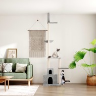 vidaXL Strom pre mačky od podlahy po strop bledosivý 250,5-276,5 cm - cena, porovnanie