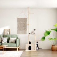 vidaXL Strom pre mačky od podlahy po strop krémový 250,5-276,5 cm - cena, porovnanie