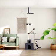 vidaXL Strom pre mačky od podlahy po strop tmavosivý 250,5-276,5 cm - cena, porovnanie