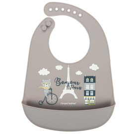 Canpol Babies Podbradník silikónový s vreckom Bonjour Paris