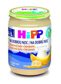 Hipp Kaša mliečna Bio na dobrú noc krupicová s banánom 190g