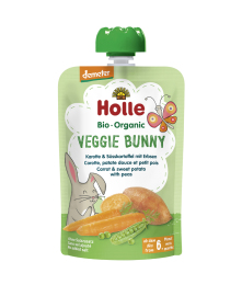 Holle Veggie Bunny Bio pyré mrkva, sladké zemiaky a hrášok 100g
