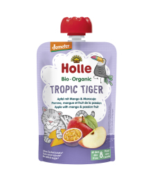 Holle Tropic Tiger Bio ovocné pyré jablko, mango a maracuja 100g