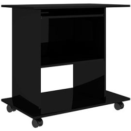 Shumee Počítačový stôl čierny s vysokým leskom 80x50x75 cm