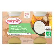 Babybio Brassé z kokosového mlieka mango ananás 2x130g - cena, porovnanie