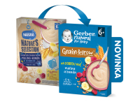 Gerber Natural mliečna kaša pšenično ovsená malina a banán 220g - cena, porovnanie