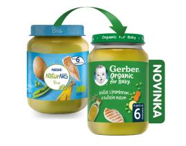 Gerber Organic detský príkrm hrášok so zemiakmi a kuracím mäsom 190g