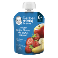 Gerber Natural kapsička jablko, banán a jahoda 90g