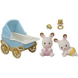 Sylvanian Families Dvojčatá Chocolate králikov s kočíkom