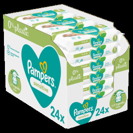 Pampers Sensitive vlhčené obrúsky Plastic Free 24x52ks