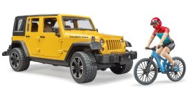 Bruder 02543 JEEP Wrangler Rubicon, horský bicykel a cyklista