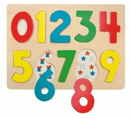 Woody Puzzle na doske Číslice s lienkami
