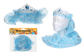 Wiky Set karneval - čelenka so závojom modrá