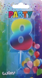 Wiky Párty sviečka číslo 8 Dúha