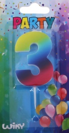 Wiky Párty sviečka číslo 3 Dúha