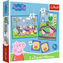 Trefl Puzzle 2v1 + pexeso - Šťastné chvíle s prasiatkom Peppa