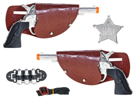 Mikro Pištole kovbojské 19,5cm s puzdrom + odznak a náboje