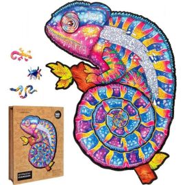 Puzzler Puzzle drevené, farebné - Hypnotický chameleón