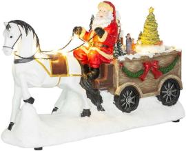 MagicHome Dekorácia Vianoce, Santa s koňom, LED, interiér