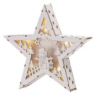 MagicHome Dekorácia Vianoce Woodeco, Hviezda s motívom, 8 LED, 26x5x24 cm - cena, porovnanie