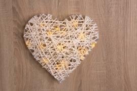 MagicHome Dekorácia Vianoce Rattan Metal Heart interiér, 30x6 cm