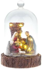 MagicHome Dekorácia Vianoce, Betlehem v sklenenej kupole, 7 LED, interiér, 11,80x11,80x19 cm