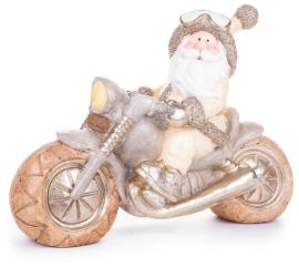 MagicHome Dekorácia Vianoce, Santa na motorke, keramika, 47x18,5x34 cm