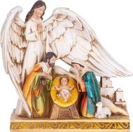 MagicHome Dekorácia Vianoce, Svätá rodinka pod krídlami anjela, polyresin, 21,5 cm - cena, porovnanie