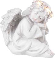 MagicHome dekorácie, sediaci anjel, LED, polyresin, na hrob, 15x15x14,5cm - cena, porovnanie