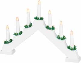 MagicHome Svietnik Vianoce, 7x LED teplá biela, biely, interiér, 39x4,5x29 cm