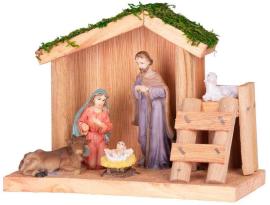 MagicHome Dekorácia Vianoce, Betlehem, drevo, polyresin, 15 cm