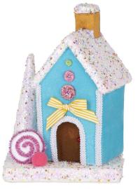 MagicHome Dekorácia Candy Line, domček, modrý, 27 cm