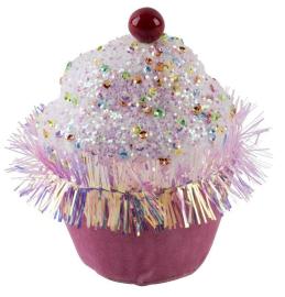 MagicHome Dekorácia Candy Line, mafin, ružový, 7x7x11 cm, závesný