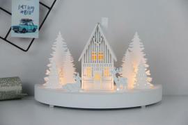 MagicHome Dekorácia Vianoce, Horáreň, 6 LED, MDF, 25x12x28 cm
