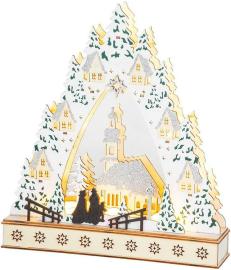 MagicHome Dekorácia Vianoce, Dedinka, LED, MDF, 30x7x33,5 cm