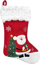 MagicHome Dekorácia Vianoce, Ponožka so santom, červená, 41 cm